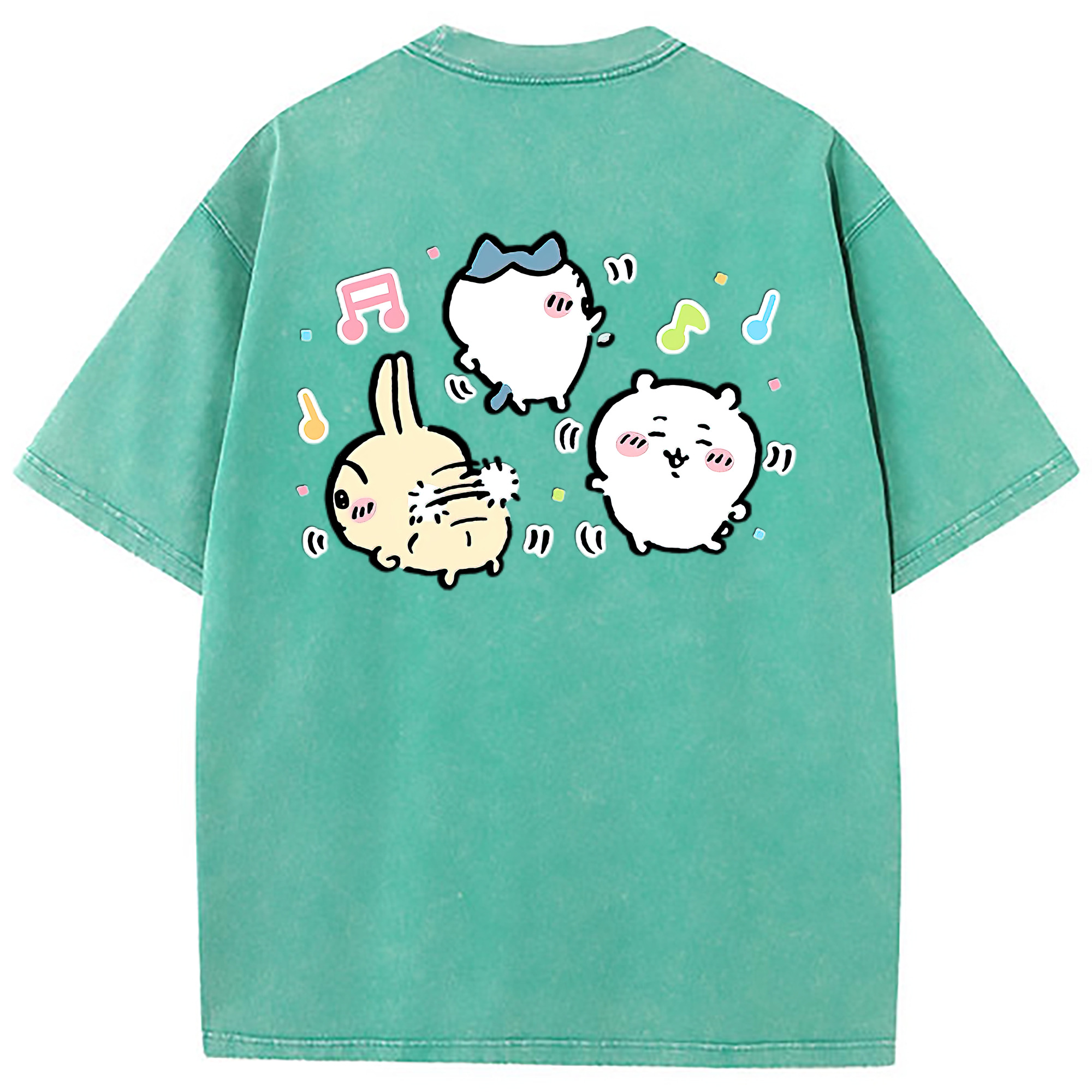 （画像用） ちいかわ うさぎ Chii-kawa usagi 綿100% ヴィンテージ風 半袖Tシャツ（背面プリント）